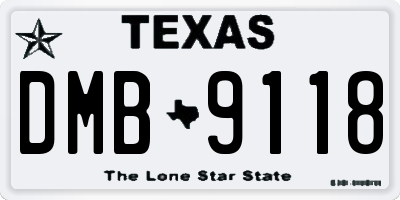 TX license plate DMB9118
