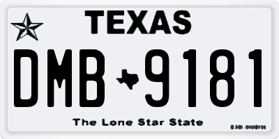 TX license plate DMB9181