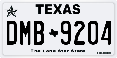 TX license plate DMB9204