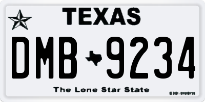 TX license plate DMB9234