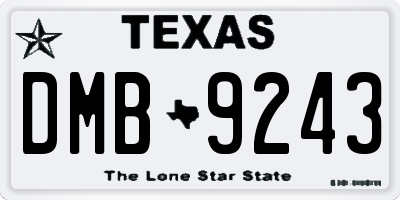 TX license plate DMB9243