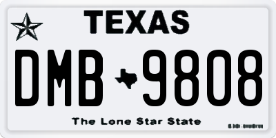 TX license plate DMB9808