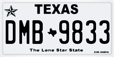 TX license plate DMB9833