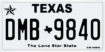 TX license plate DMB9840