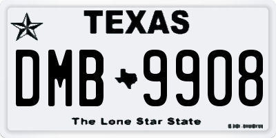 TX license plate DMB9908