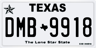 TX license plate DMB9918