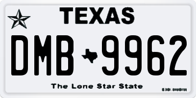 TX license plate DMB9962