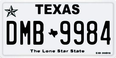 TX license plate DMB9984