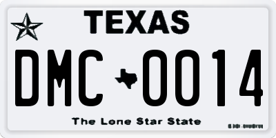 TX license plate DMC0014