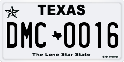 TX license plate DMC0016