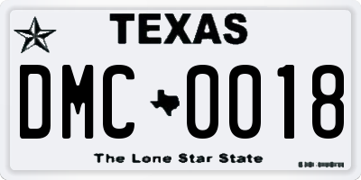 TX license plate DMC0018