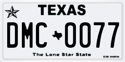TX license plate DMC0077