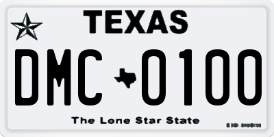TX license plate DMC0100