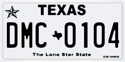 TX license plate DMC0104
