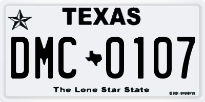 TX license plate DMC0107