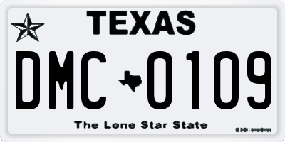 TX license plate DMC0109