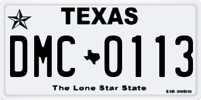 TX license plate DMC0113