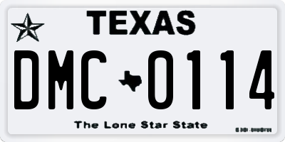TX license plate DMC0114