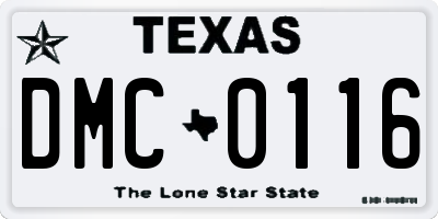 TX license plate DMC0116