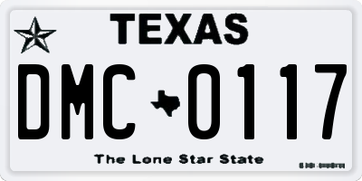 TX license plate DMC0117