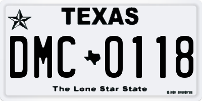 TX license plate DMC0118