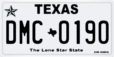 TX license plate DMC0190