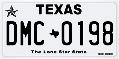 TX license plate DMC0198