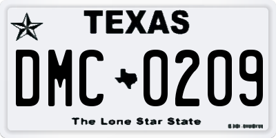 TX license plate DMC0209