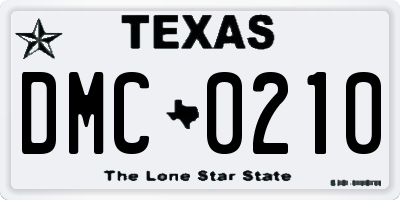 TX license plate DMC0210