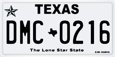 TX license plate DMC0216