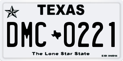 TX license plate DMC0221