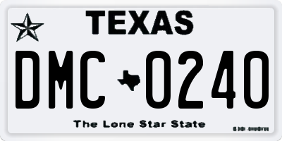 TX license plate DMC0240