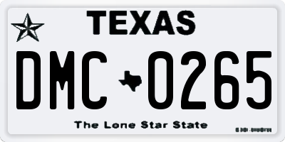 TX license plate DMC0265