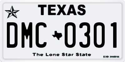 TX license plate DMC0301