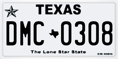 TX license plate DMC0308