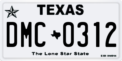 TX license plate DMC0312
