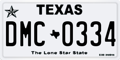 TX license plate DMC0334