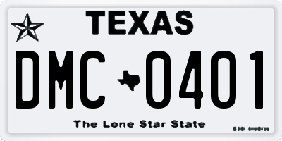 TX license plate DMC0401