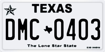 TX license plate DMC0403