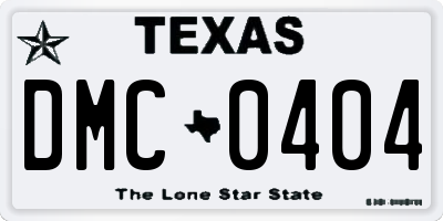 TX license plate DMC0404