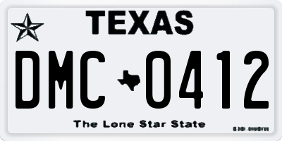 TX license plate DMC0412