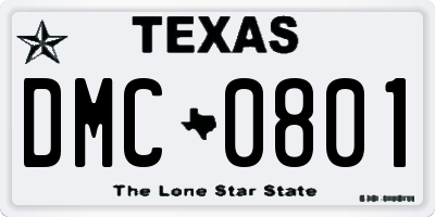 TX license plate DMC0801