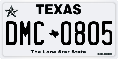TX license plate DMC0805