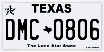 TX license plate DMC0806