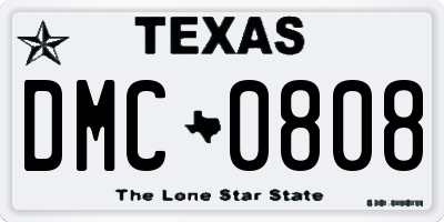 TX license plate DMC0808