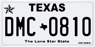 TX license plate DMC0810