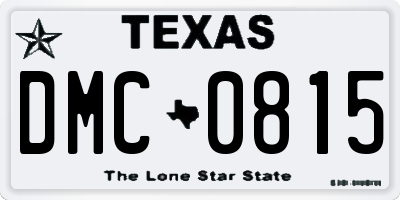 TX license plate DMC0815