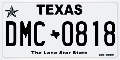TX license plate DMC0818