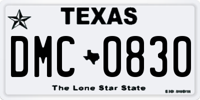 TX license plate DMC0830
