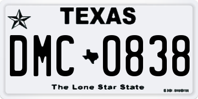 TX license plate DMC0838